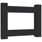 vidaXL Ensemble de meubles TV 8 Pièces Noir Bois d'ingénierie
