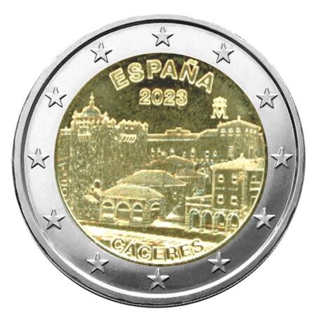 2 euro commemorative 2023 : espagne (vieille ville de caceres)