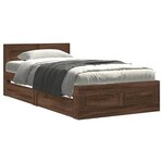 vidaXL Cadre de lit et tête de lit sans matelas chêne marron 75x190 cm
