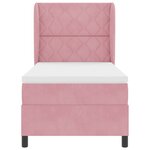 Lit à ressort vidaXL avec matelas en rose  90x190 cm  velours