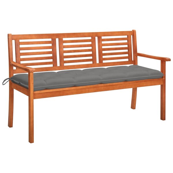 vidaXL Banc de jardin 3 places avec coussin 150 cm Bois d'eucalyptus