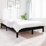 vidaXL Cadre de lit noir 135x190 cm double bois de pin massif