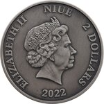 Pièce de monnaie 2 Dollars Niue Conquête normande 2022 – Argent Antique
