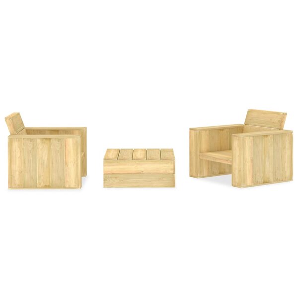 vidaXL Salon de jardin 3 Pièces Bois de pin imprégné