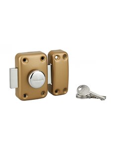 THIRARD - Verrou à bouton Apache pour porte d'entrée  cylindre 35mm  acier  3 clés  époxy or - THIRARD