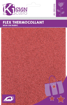 Tissu thermocollant pailleté Rouge