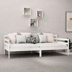 vidaXL Lit de repos avec matelas 90x200 cm Blanc Bois de pin massif