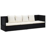 vidaXL Lit de jardin avec coussin et oreillers Résine tressée Noir