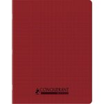 Cahier recyclé et recyclable  96 pages seyès 90 g  couverture polypropylène rouge  format 17 x 22 cm CONQUERANT