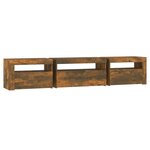 vidaXL Meuble TV avec lumières LED Chêne fumé 195x35x40 cm
