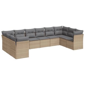 vidaXL Salon de jardin avec coussins 10 Pièces beige résine tressée