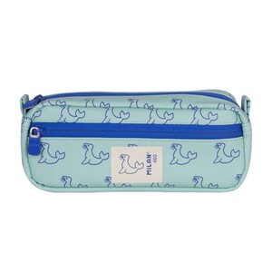 Trousse rectangulaire Milan Collection 460 - 2 compartiments zippés - Vert/Bleu