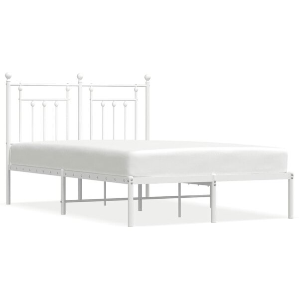 vidaXL Cadre de lit métal avec tête de lit blanc 120x190 cm