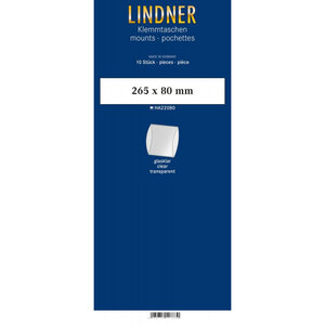 Bandes double soudure 265 x 80 mm pour blocs carnets de timbres. Fond - Transparent