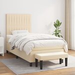 vidaXL Sommier à lattes de lit avec matelas Crème 100x200 cm Tissu