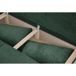 Banquette convertible 3 places MIKA - Velours côtelé Vert foret - Coffre de rangement - 192 x 84 x 93 cm
