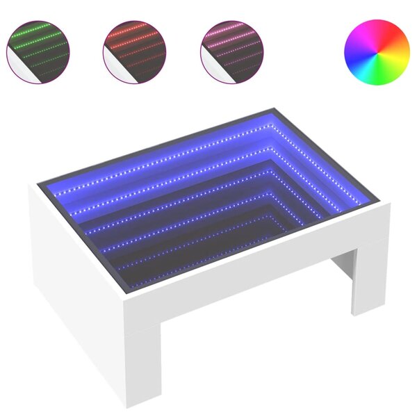 vidaXL Table basse avec LED infini blanc 70x50x30 cm