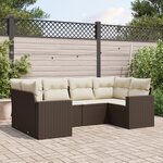 vidaXL Salon de jardin avec coussins 6 Pièces marron résine tressée