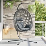 vidaXL Panier de Chaise Œuf Suspendue avec Support Gris Osier