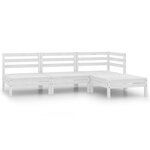 vidaXL Salon de jardin 4 Pièces Bois de pin massif Blanc