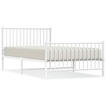 vidaXL Cadre de lit métal avec tête de lit/pied de lit blanc 107x203cm