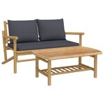 vidaXL Salon de jardin 2 Pièces avec coussins gris foncé bambou