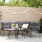 vidaXL Canapé de jardin avec coussins forme de L noir acier textilène