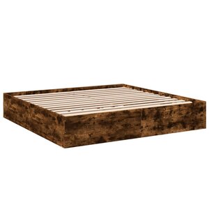 vidaXL Cadre de lit chêne fumé 200x200 cm bois d'ingénierie