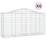 vidaXL Paniers à gabions arqués 6 Pièces 200x50x100/120 cm fer galvanisé