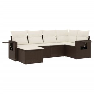 vidaXL Salon de jardin avec coussins 6 Pièces marron résine tressée