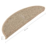 vidaXL Tapis d'escalier autocollants 15 Pièces 56x17x3 cm Beige foncé