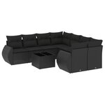 vidaXL Salon de jardin 9 Pièces avec coussins noir résine tressée