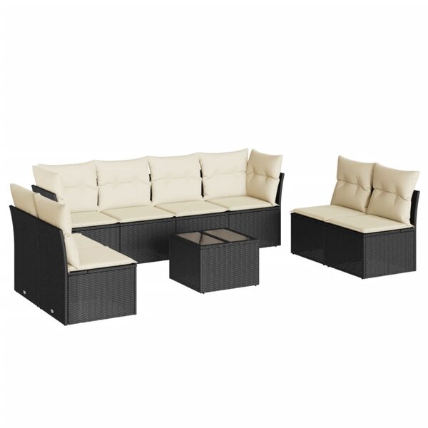 vidaXL Salon de jardin 9 Pièces avec coussins noir résine tressée