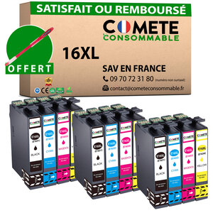 16XL - 12 cartouches compatibles pour Epson 16 XL - COMETE