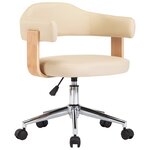 vidaXL Chaise pivotante de bureau Crème Bois courbé et similicuir