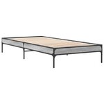 vidaXL Cadre de lit sonoma gris 90x190 cm bois d'ingénierie et métal