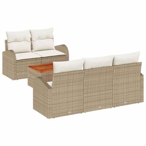 vidaXL Ensemble de canapé de jardin 6 Pièces Beige Poly rotin