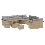 Ensemble de 13 Pièces de Canapé de Jardin avec Coussins Beige Poly Rattan Acacia