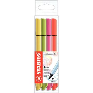 Pochette de 4 feutres stabilo pointmax couleurs pastels