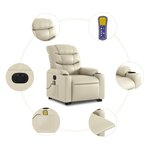 vidaXL Fauteuil inclinable de massage électrique crème similicuir