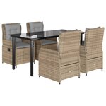 vidaXL Ensemble à manger de jardin avec coussins 5Pièces Beige poly rotin