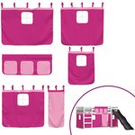 vidaXL Lit superposé avec toboggan et rideaux rose 90x190 cm