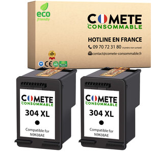 Cartouche 304XL pack de 2 noirs Compatibles Comete, Entreprise Française