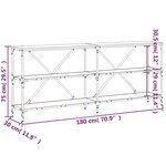 vidaXL Table console sonoma gris 180x30x75 cm bois d'ingénierie et fer