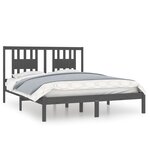 vidaXL Cadre de lit Gris Bois massif 150x200 cm Très grand