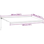 vidaXL Auvent manuel rétractable bordeaux 500x300 cm