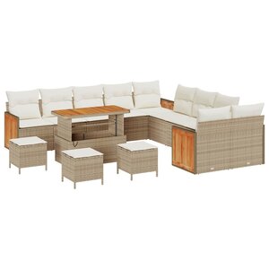 vidaXL Ensemble de canapé de jardin avec coussin 14 Pièces beige et crème