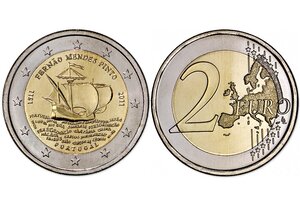 Pièce de monnaie 2 euro commémorative Portugal 2011 – Fernão Mendes Pinto