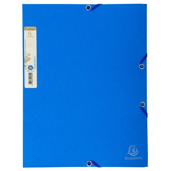 Chemise 3 Rabats À Élastique Carte Recyclée 380g/m2 Forever - A4 - Bleu Clair - X 25 - Exacompta