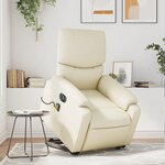 vidaXL Fauteuil inclinable de massage électrique crème similicuir
